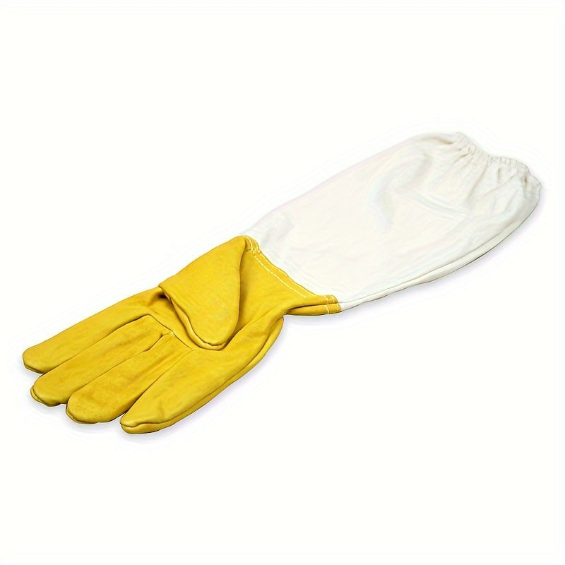 Beekeeping Gloves with Durable Goatskin Faux Leather Ventilated Long Sleeves and Elastic Cuffs