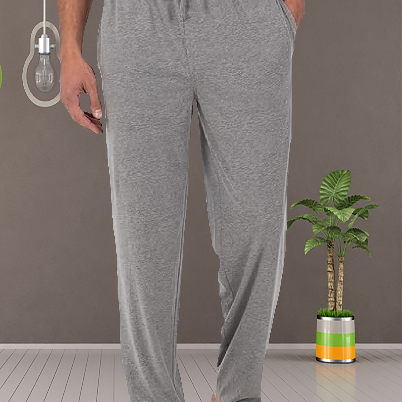 Men's Solid Cotton Blend Pajama Pants with Pockets Casual All-Season