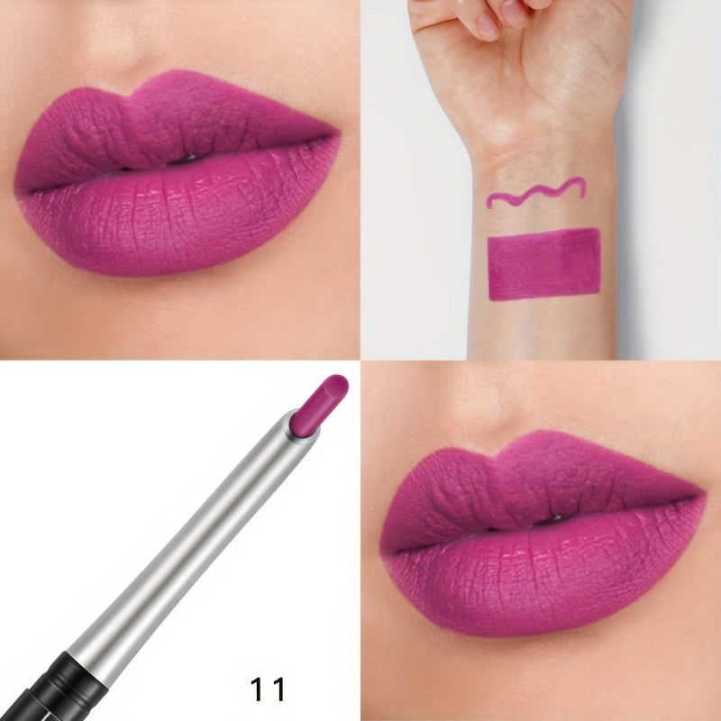 Lápiz delineador de labios mate impermeable para mujer, rojo, contorno, lápiz de labios de larga duración