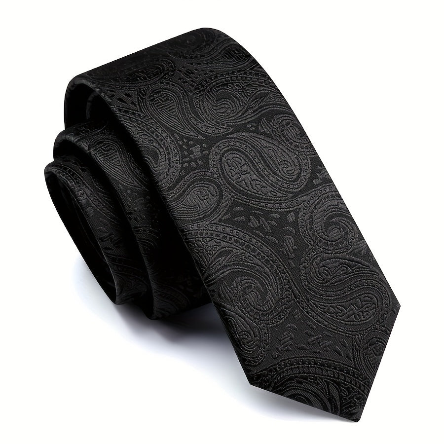 Black Retro Style Tie for Men Classic Silk Business Formal Accessories