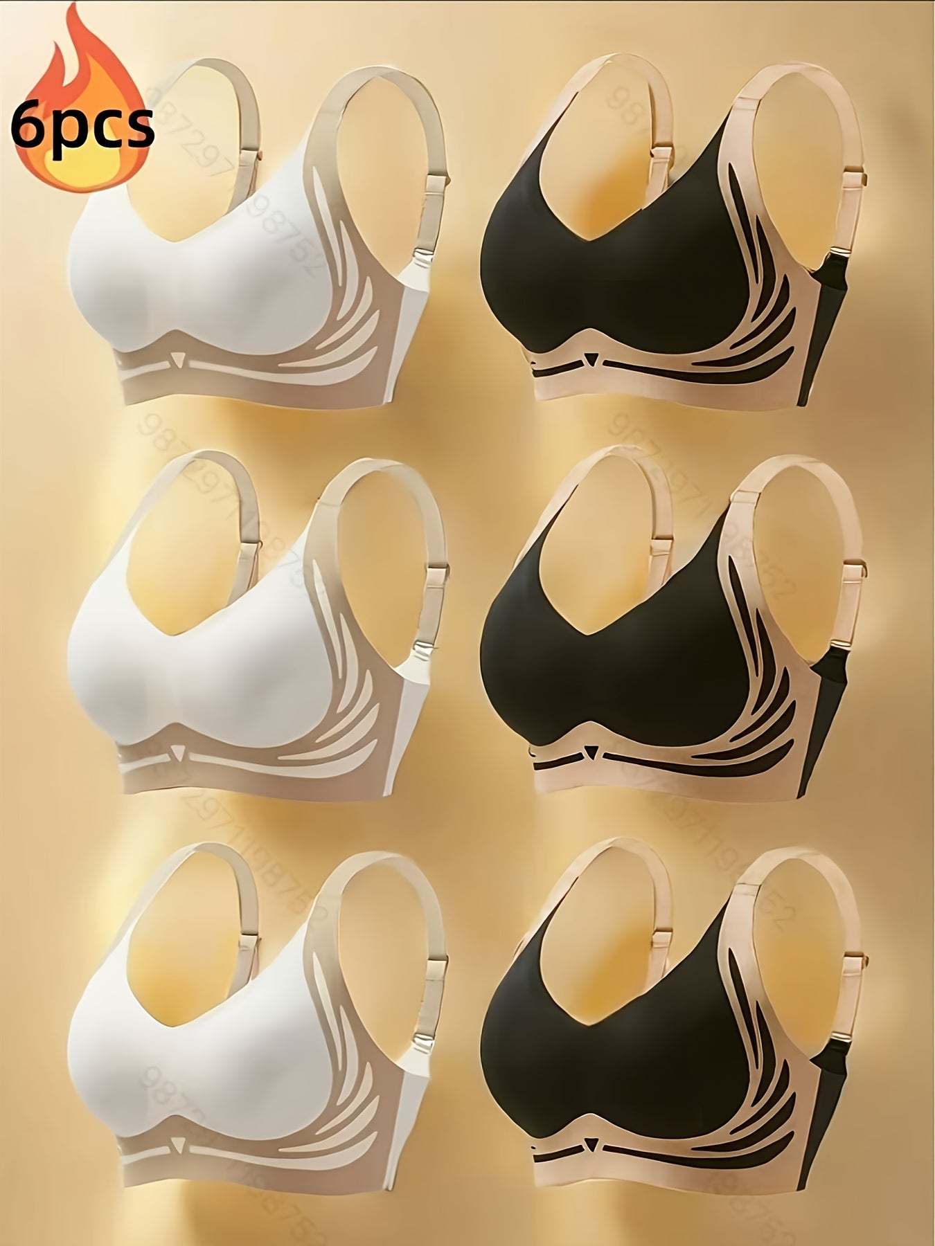 Women Seamless Sports Bras Pack Black White Adjustable Straps High Elasticity