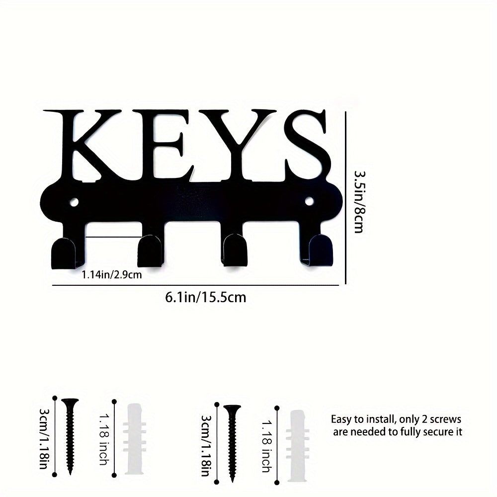Metal Key Hook Wall Mount Rust-Proof Powder-Coated Durable for Keys Clothes Hats