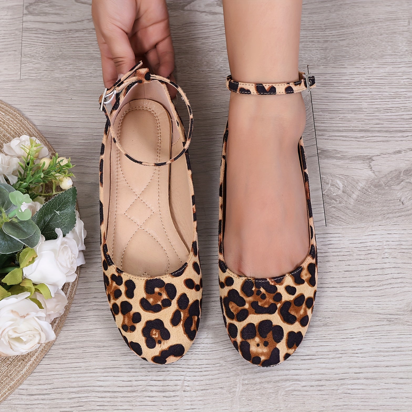 Women's Lightweight Ballet Flats with Ankle Strap, Round Toe, All-Season Comfort