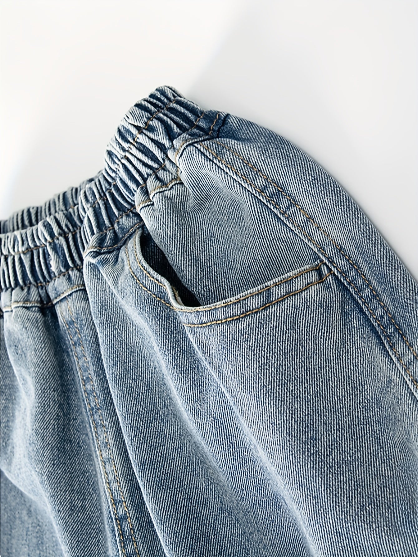 Мальчики Классические джинсы из денима с эластичным поясом, карманами, повседневные для всех сезонов