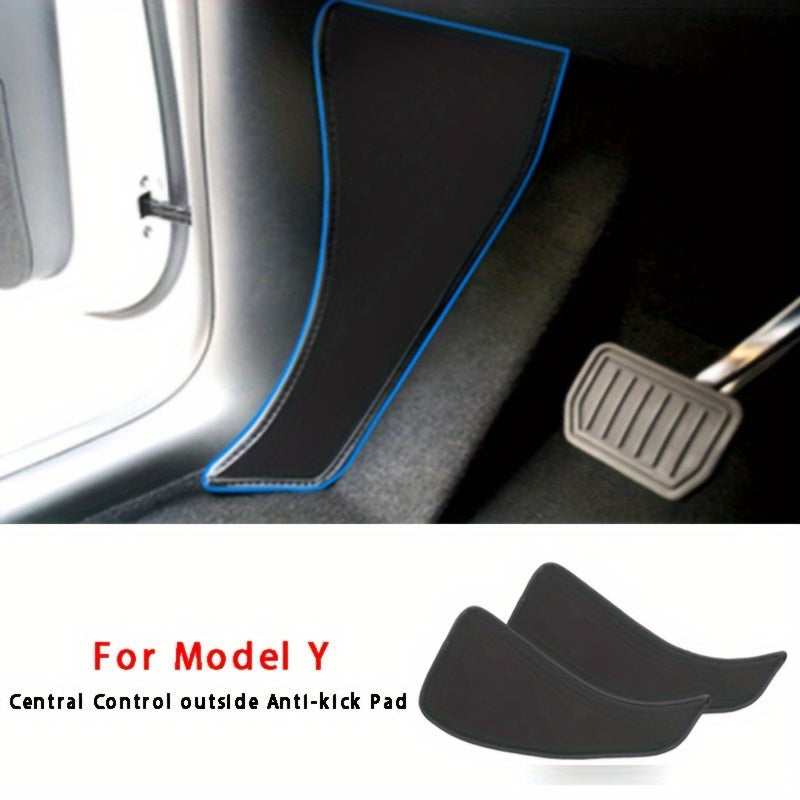 Car Interior Anti-Kick Pad PU Leather for Center Control Side Foot Mat Cover