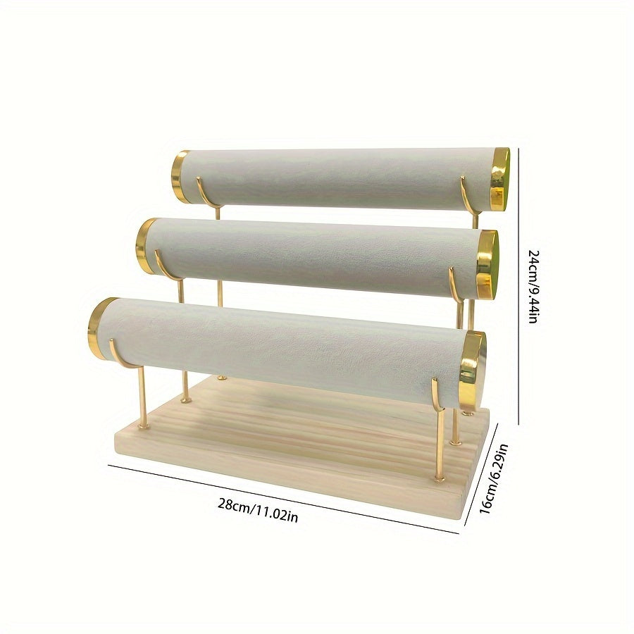 Wooden Jewelry Organizer Stand with 3 Tiers for Necklaces Bracelets and Accessories