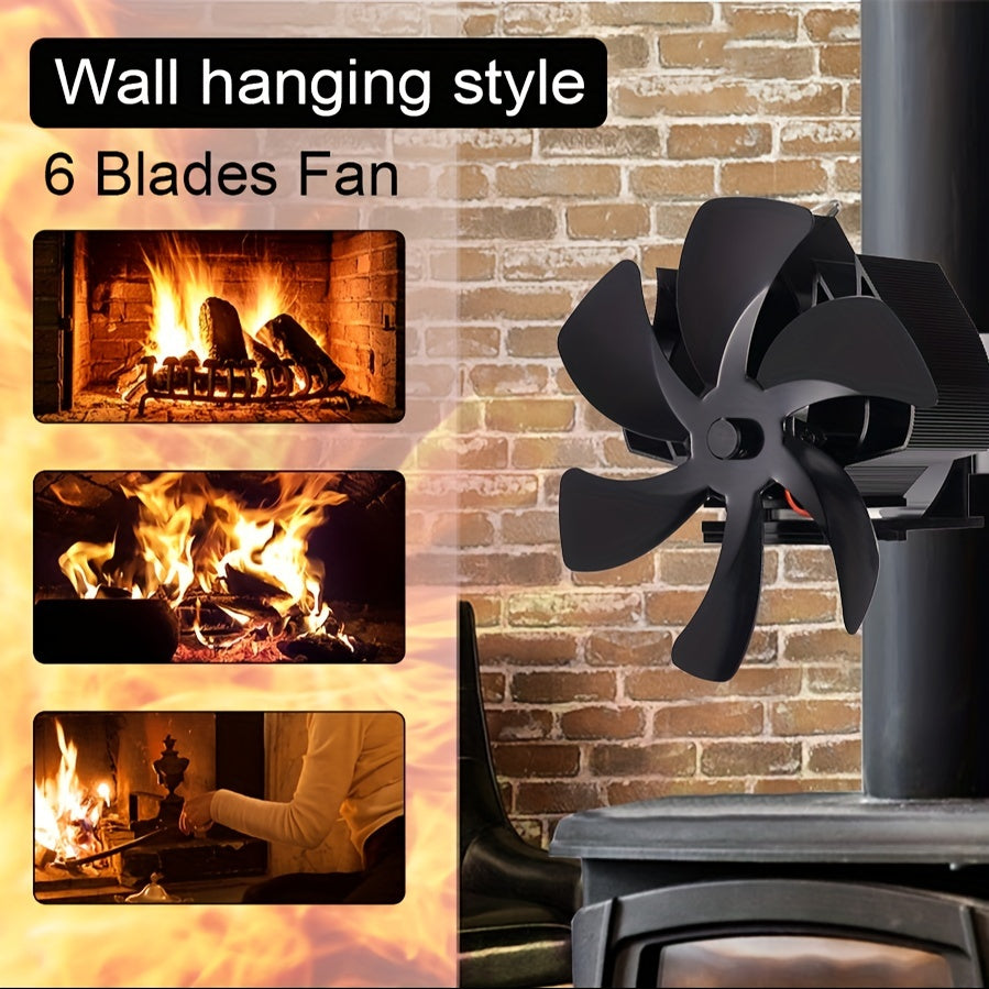 6-Blade Wall-Mounted Fireplace Fan for Wood Stove Heat Distribution