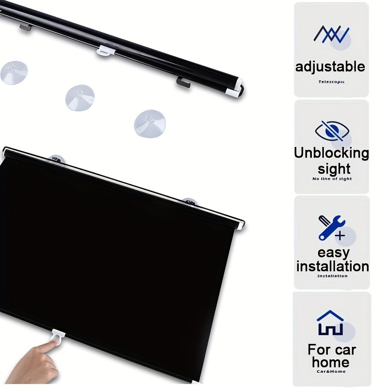 Универсальная солнцезащитная штора с присосками, телескопическая, портативная, без отверстий