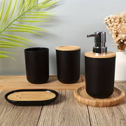 4-Piece Bathroom Toiletries Set with 350ml Bamboo Covers