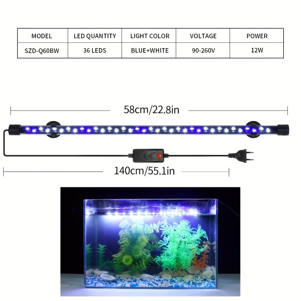 LED Aquarium Light High Brightness Blue White Effect for Ornamental Fish Tanks