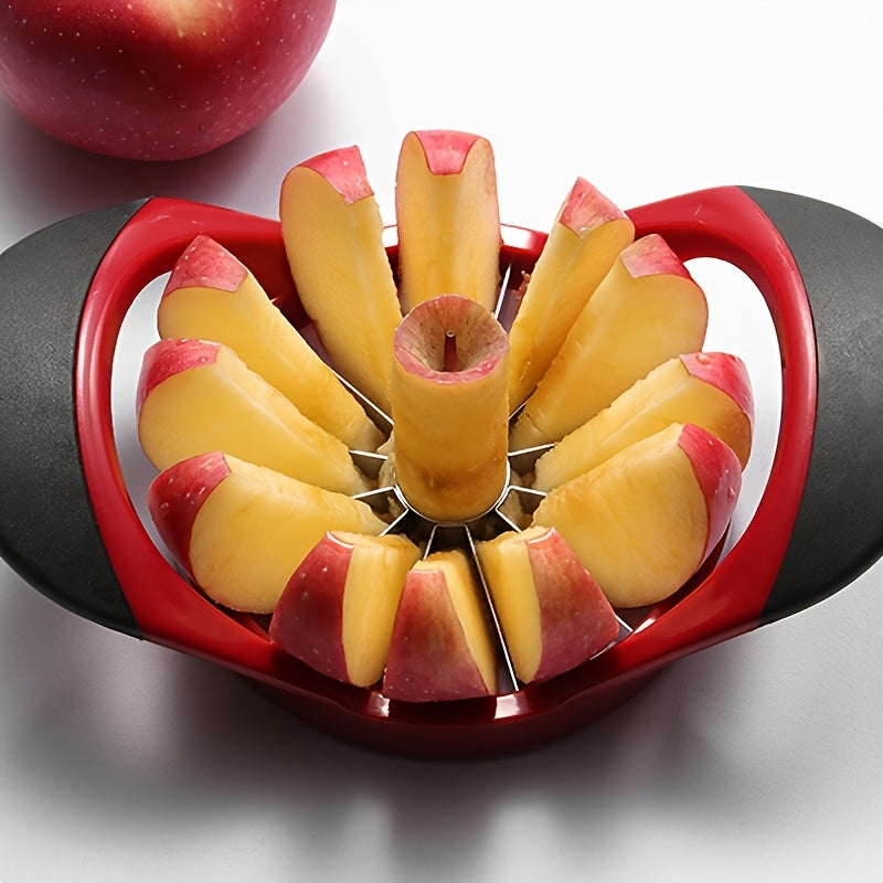 Stainless Steel Apple Slicer 16 bo'lak, Qizil plastmassa tutqich, sirpanmaydigan, chirishga qarshi