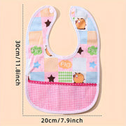 Set of 3 Waterproof Baby Bibs with Cartoon Designs for Feeding and Drooling