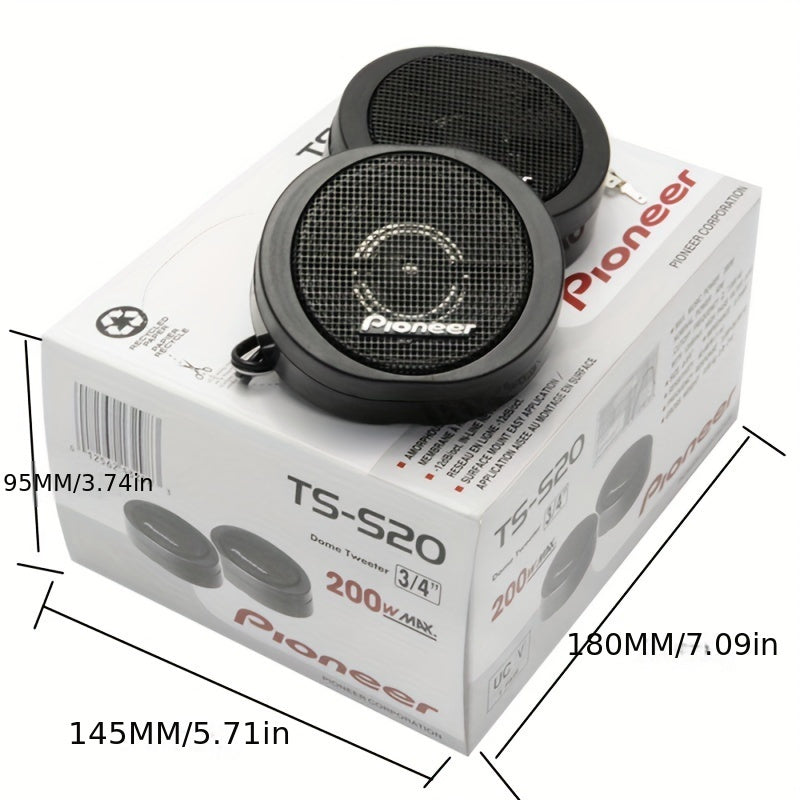 Tweeters de cúpula de acero de alta potencia de 200W para coche, mejora en negro, par