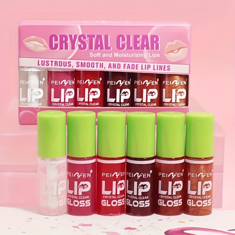 Set de 6 glosses labiales transparentes para mujer, a prueba de agua, de larga duración, tonos naturales