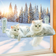 Foldable Cat Window Perch Hammock with Steel Frame Suction Cups Reversible Indoor Sunbathing Bed