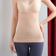 Beige Waist Trainer for Women Ribbed Tummy Control Back Support Nylon Blend All-Season