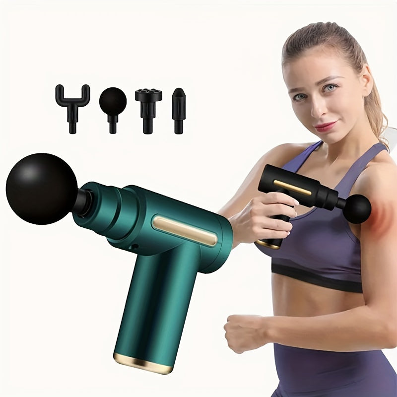 Portable Deep Tissue Massage Gun with 4 Heads 6 Speed USB Rechargeable Lithium Battery