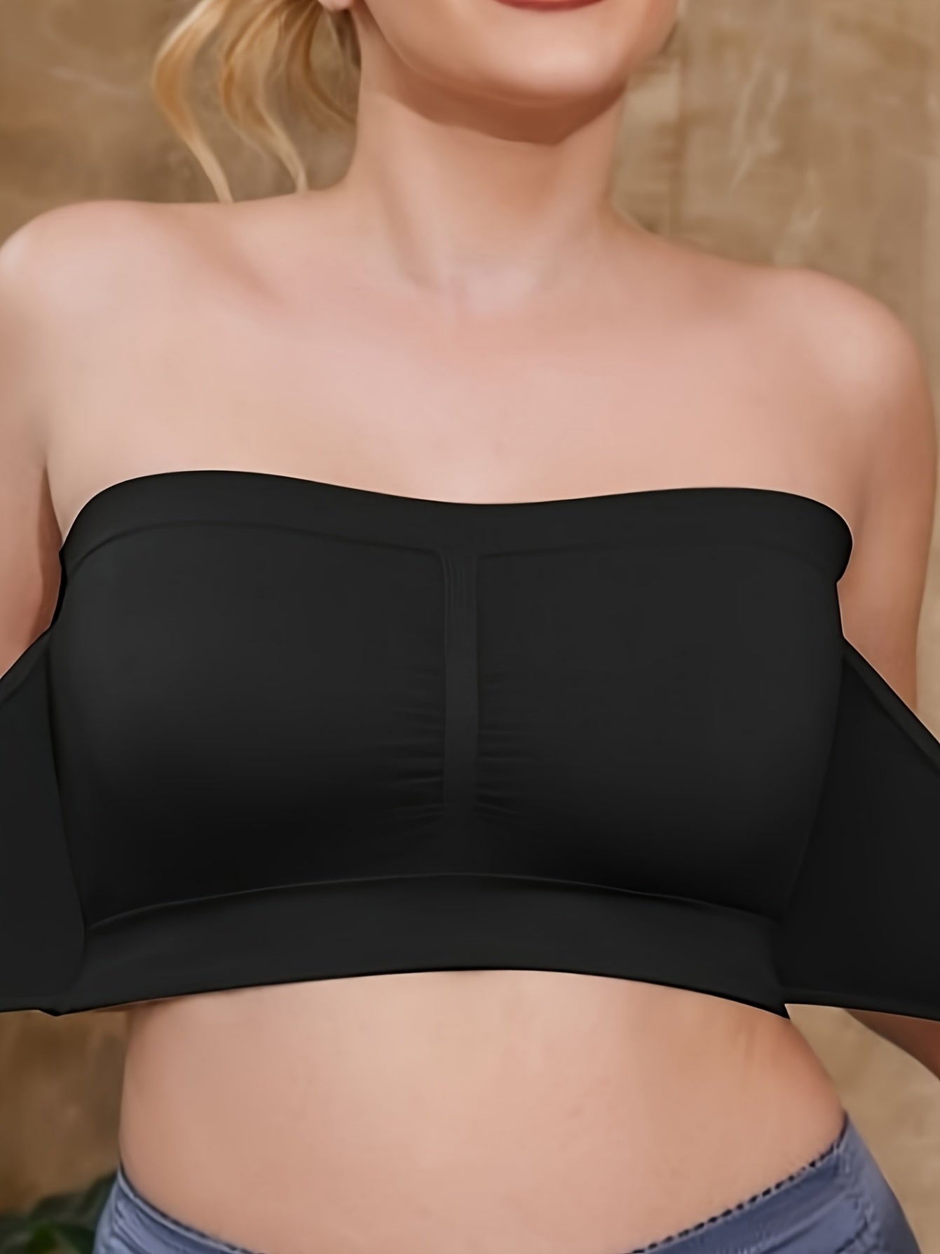 Plus Size Women's Sports Bra Breathable No-Shoulder Adjustable Workout Yoga