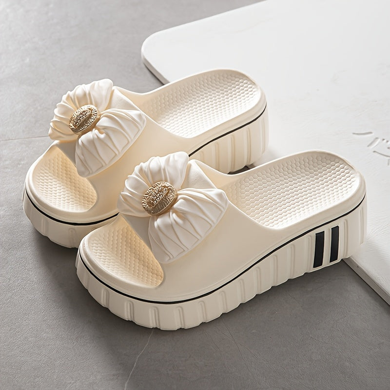 Women’s Summer EVA Slide Sandals Open-Toe Casual Beach Shoes Beige Non-Slip