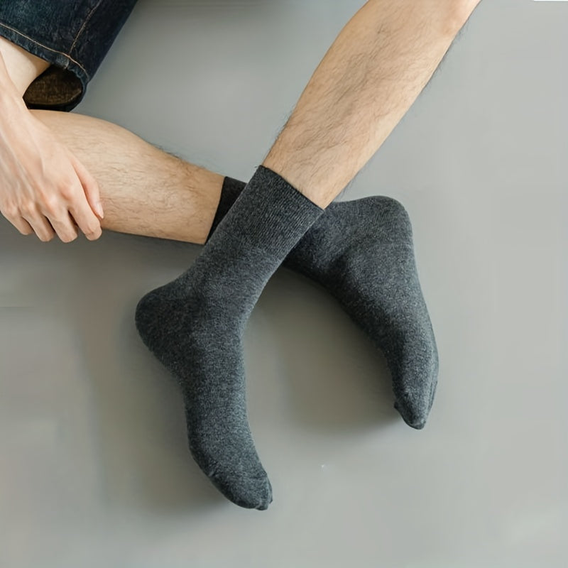 Men's Crew Socks Breathable Cotton Blend Plain Color Spring Autumn EUR 39-50