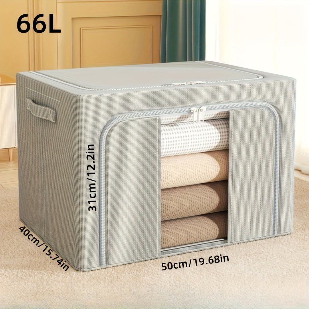 Storage Box Waterproof Cordura Foldable Steel Frame with Transparent Window for Wardrobes Vehicles and Moving