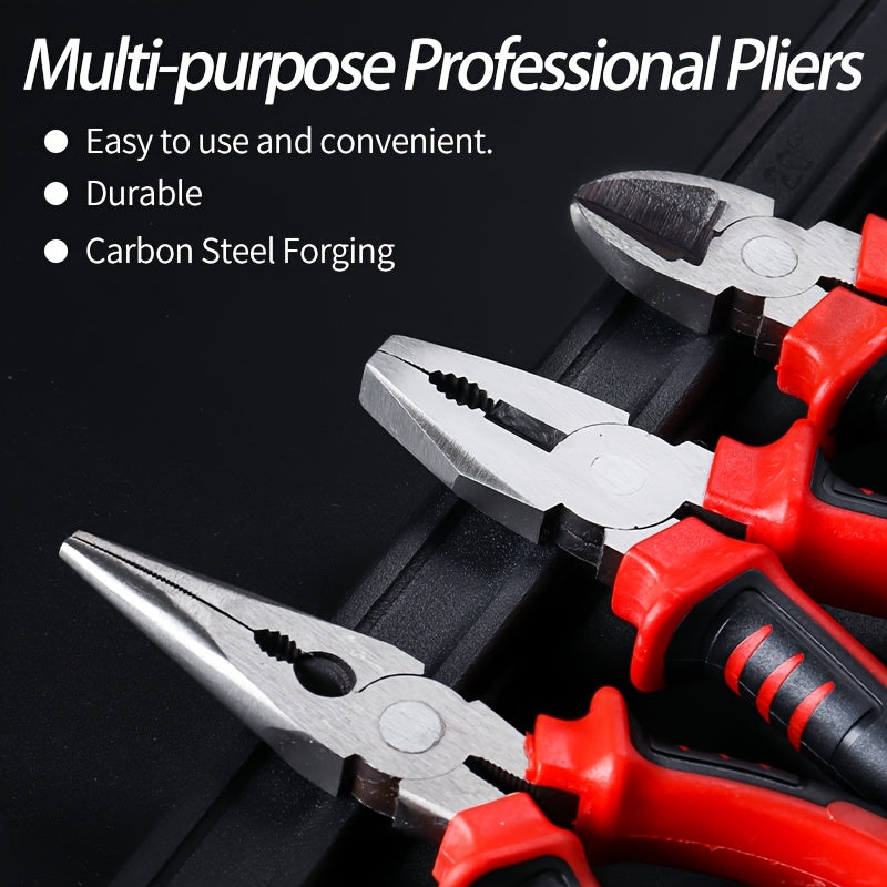 Industrial Steel Pliers Set Includes Diagonal and Needle Nose Pliers