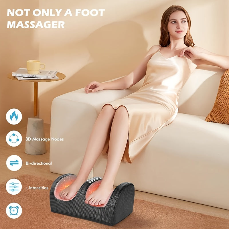 Masajeador eléctrico para pies con rodillos giratorios, amasamiento, vibración y intensidad ajustable