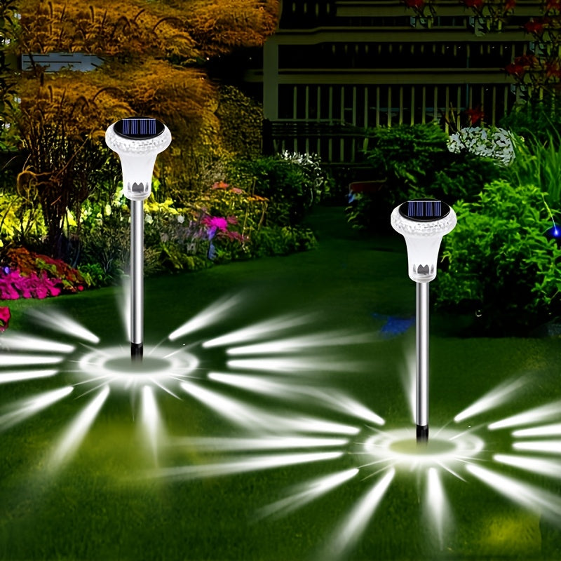 2pcs Solar Powered LED Garden Lights Outdoor Pathway Landscape Yard Waterproof
