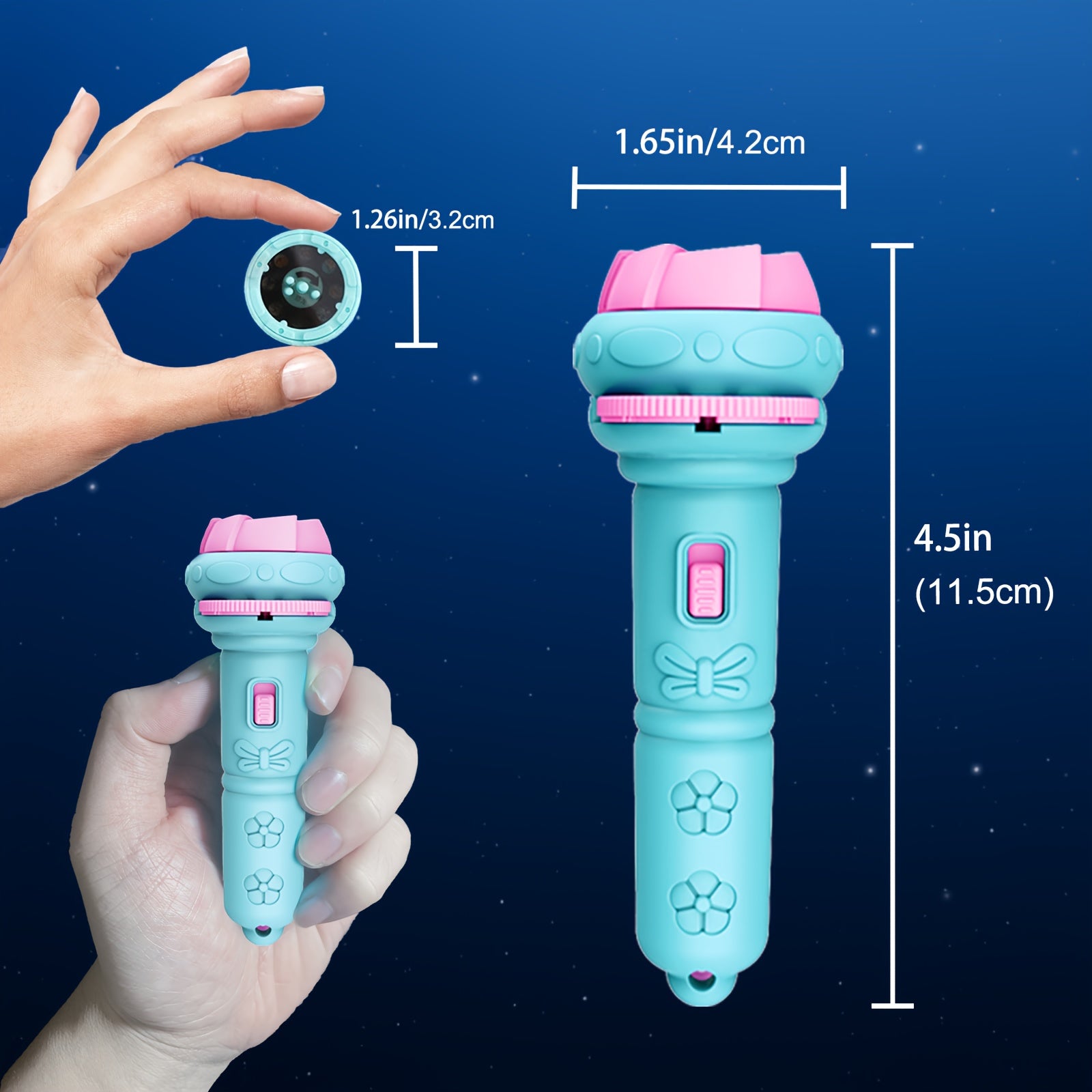 Kids Projection Flashlight with 32 Animal Dinosaur Car Space Patterns for Bedtime Learning