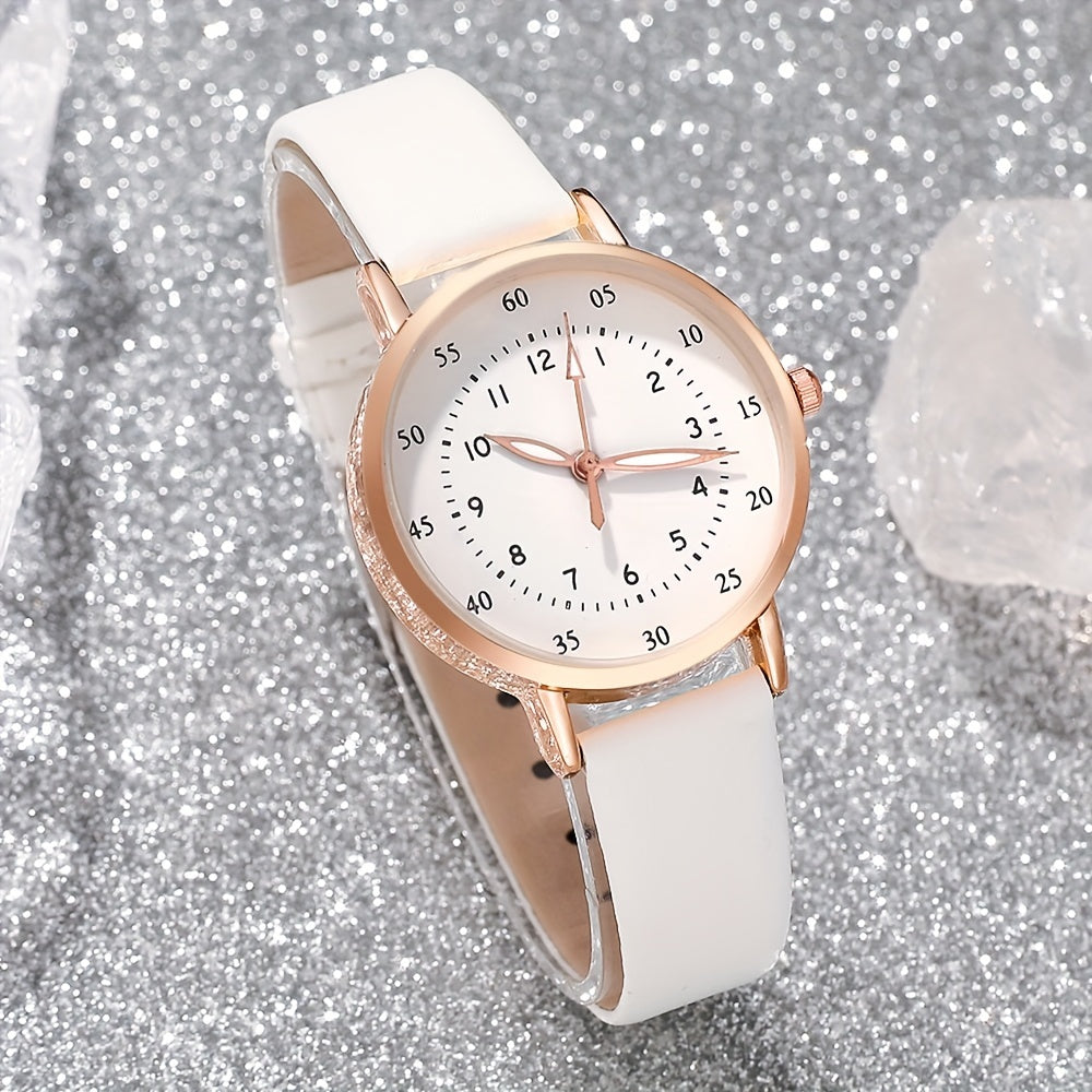 Women's Boho Style Quartz Watch and Jewelry Set with Faux Leather Strap and Zinc Alloy Case