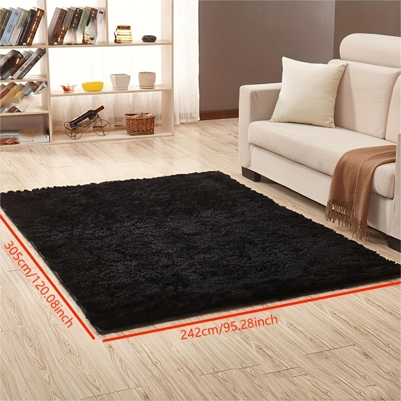 Black Shag Area Rug 1 Piece Soft Cozy Home Decor for Bedroom Living Room Outdoor