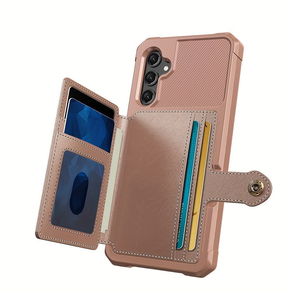Faux Leather Card Holder Phone Case for Galaxy A55 5G A35 5G with Card Slot Shockproof Durable TPU Flip Wallet