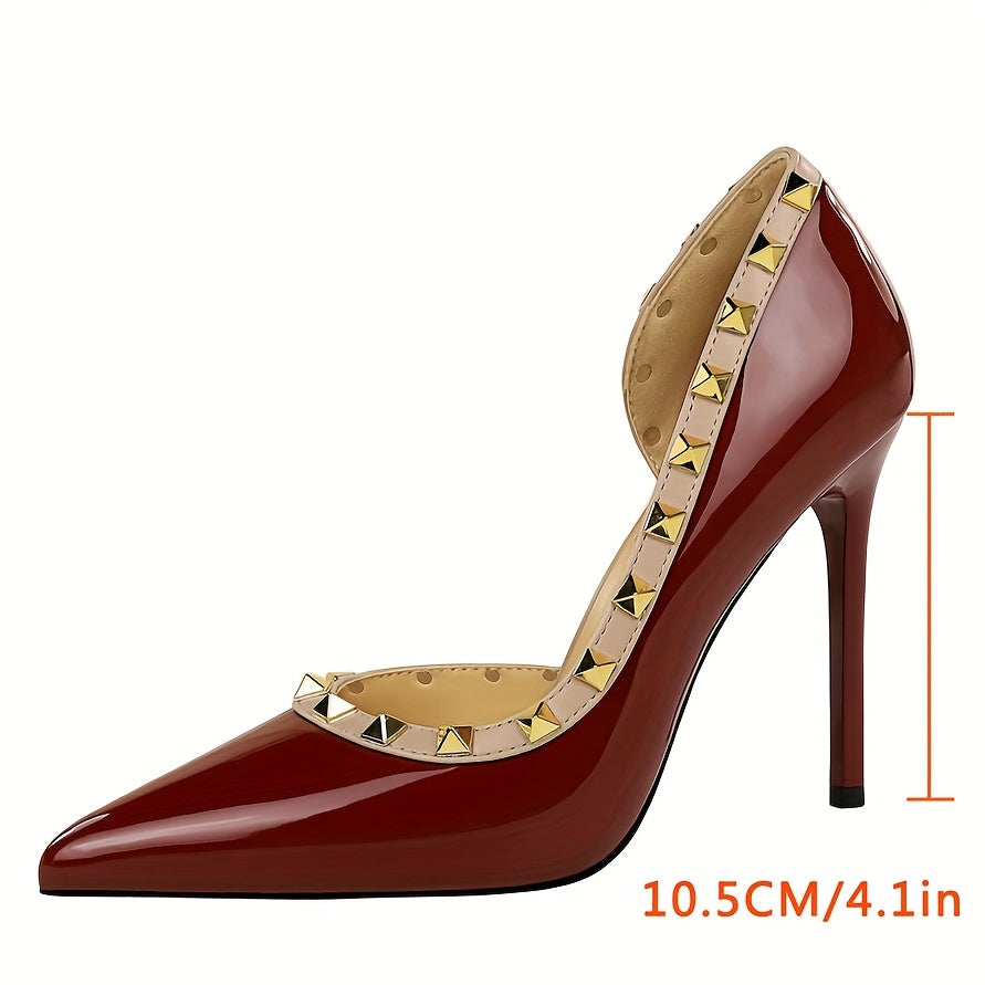 Women’s Burgundy Synthetic Pointed Toe Stiletto Heels for Nightclub and Evening