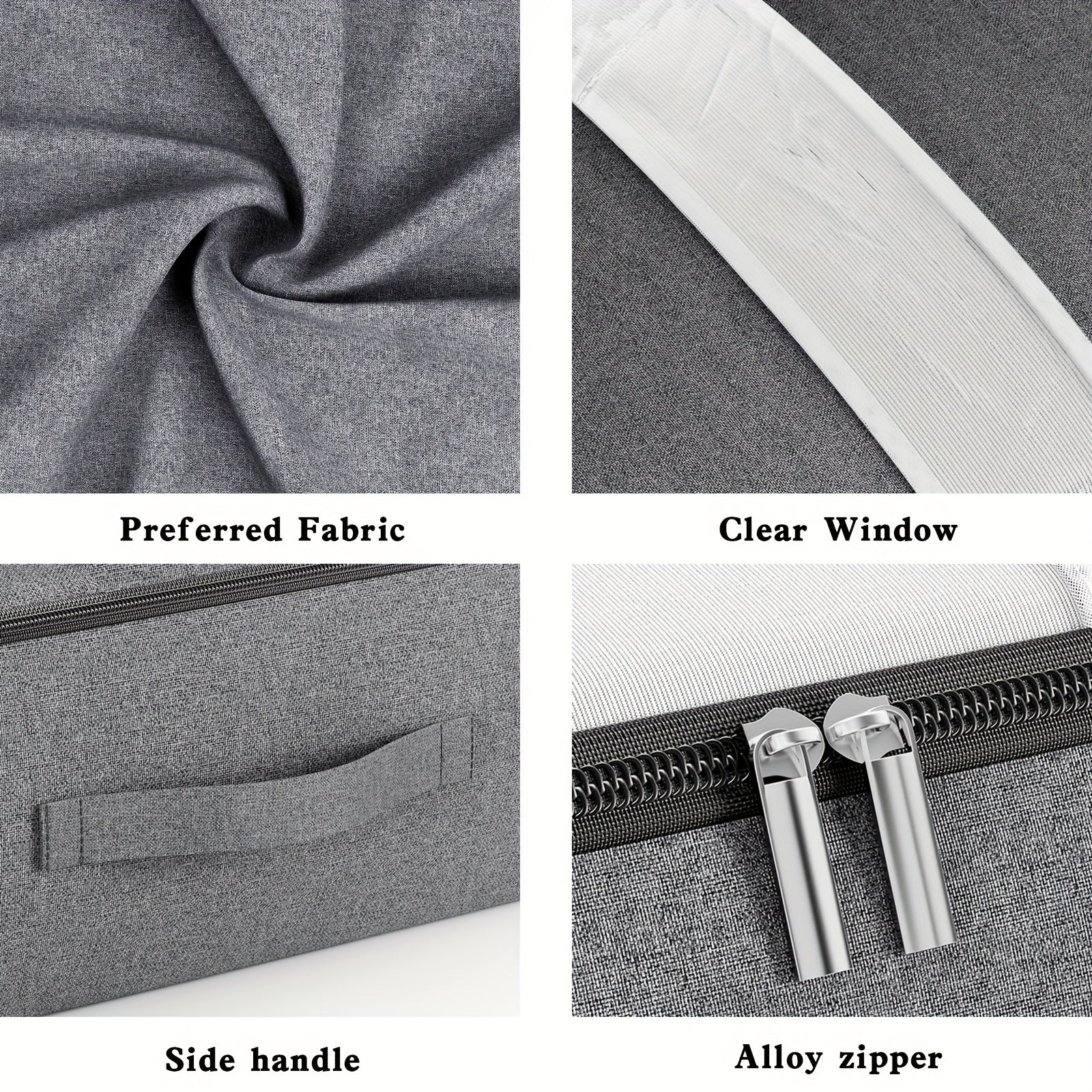 Keng joyga ega bo'lgan yotoq ostidagi saqlash sumkasi, ko'rinadigan deraza bilan, qulay kirish uchun bir nechta tutqichlar, yig'iladigan va zipli - yostiqlar, kiyimlar va o'yinchoqlar uchun ideal