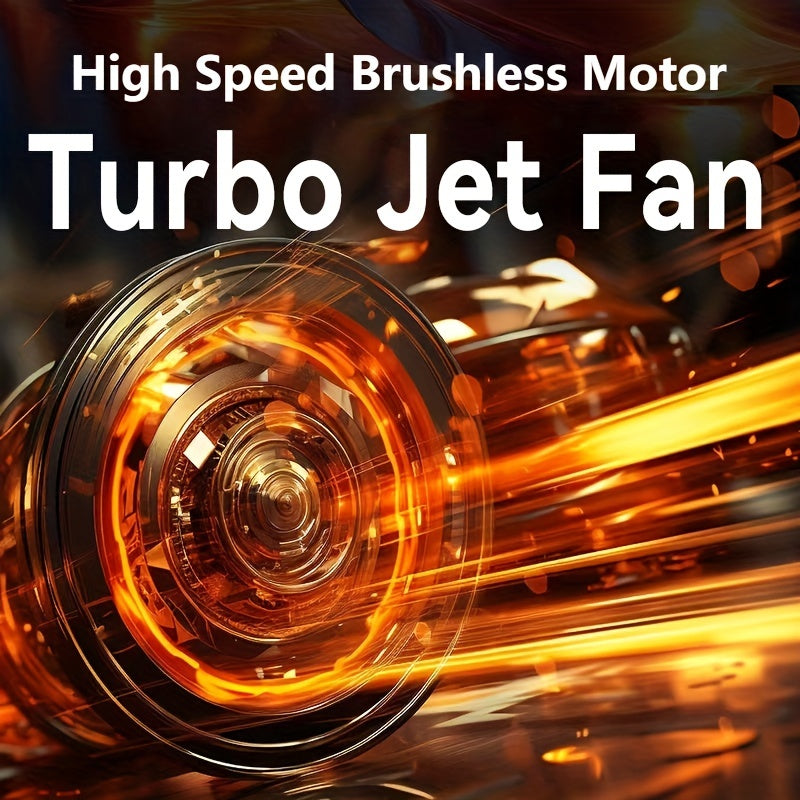 Portable Handheld Fan with Turbo Jet Technology USB Rechargeable 5200mAh for Camping and Dust Removal