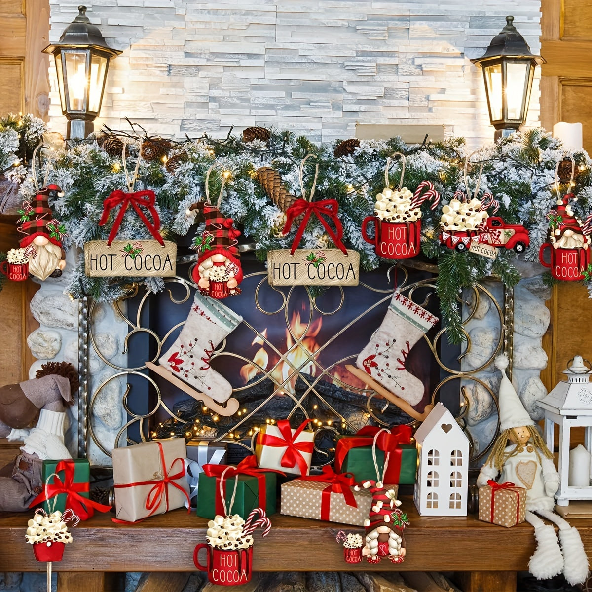 24 Gnome Ice Cream Christmas Ornaments for Tree and Home Decor