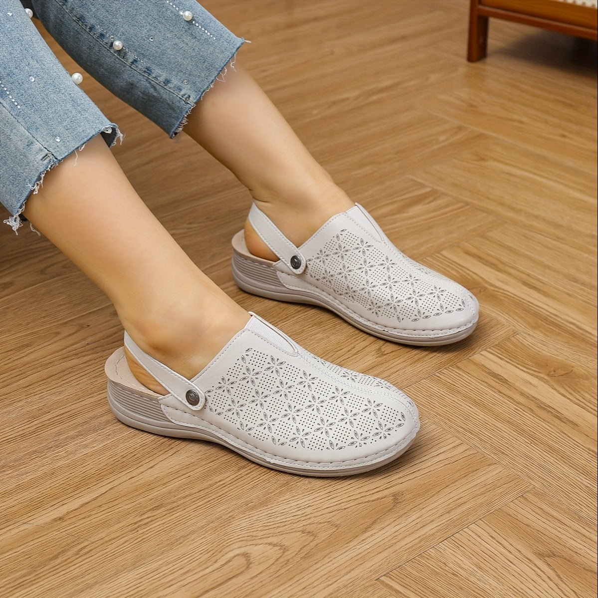 Women'S Mesh Slip-On Loafers, Adjustable Strap, Comfortable Indoor Outdoor Shoes