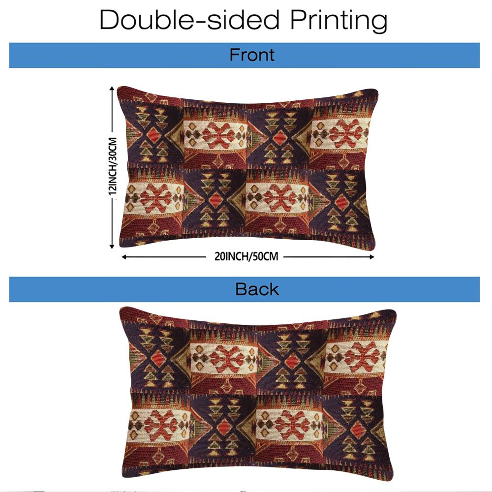 Fundas de cojín boho chic de doble cara con patchwork étnico, 30x50 cm, suave felpa