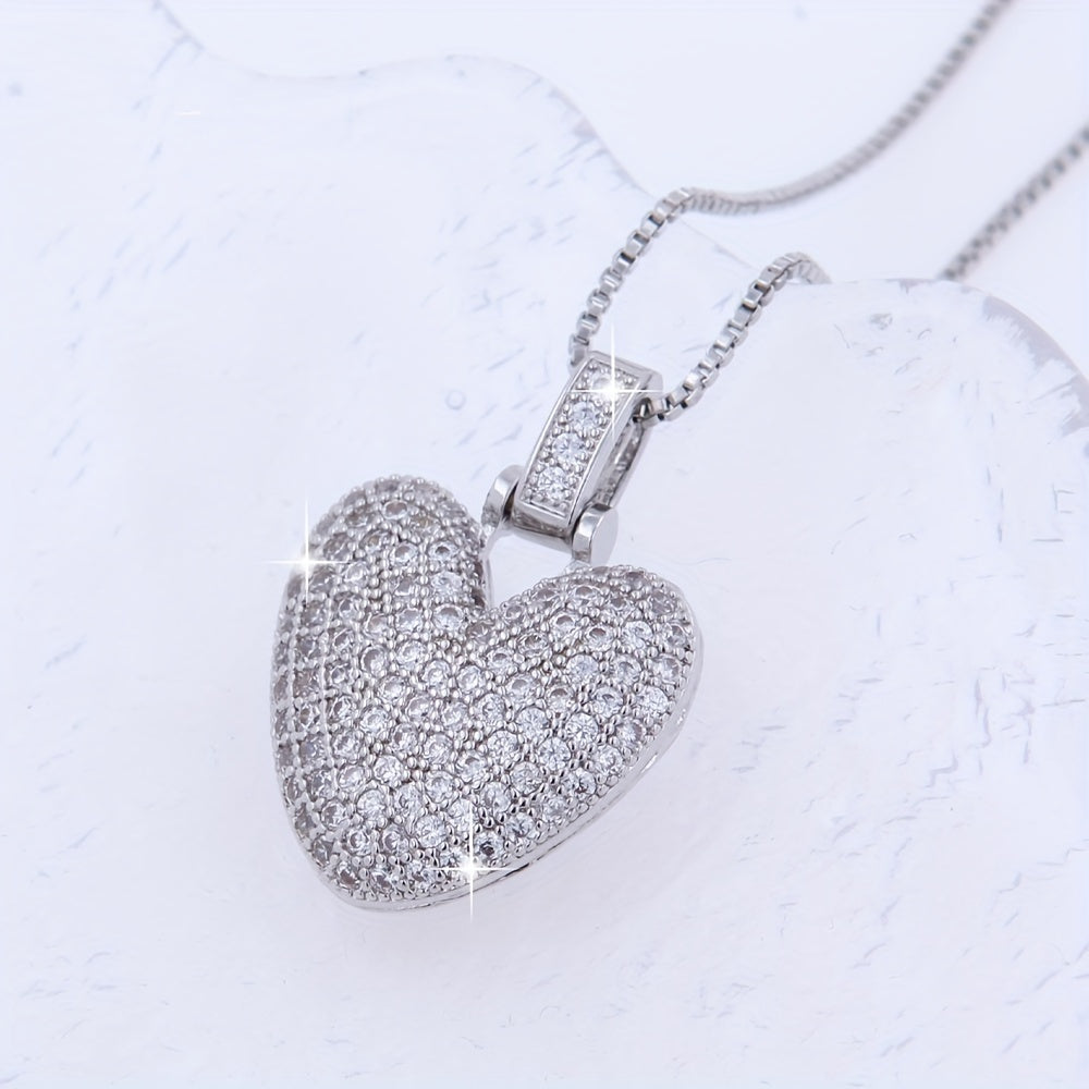 Heart Pendant Necklace for Women Cubic Zirconia Heart Jewelry Elegant Gift