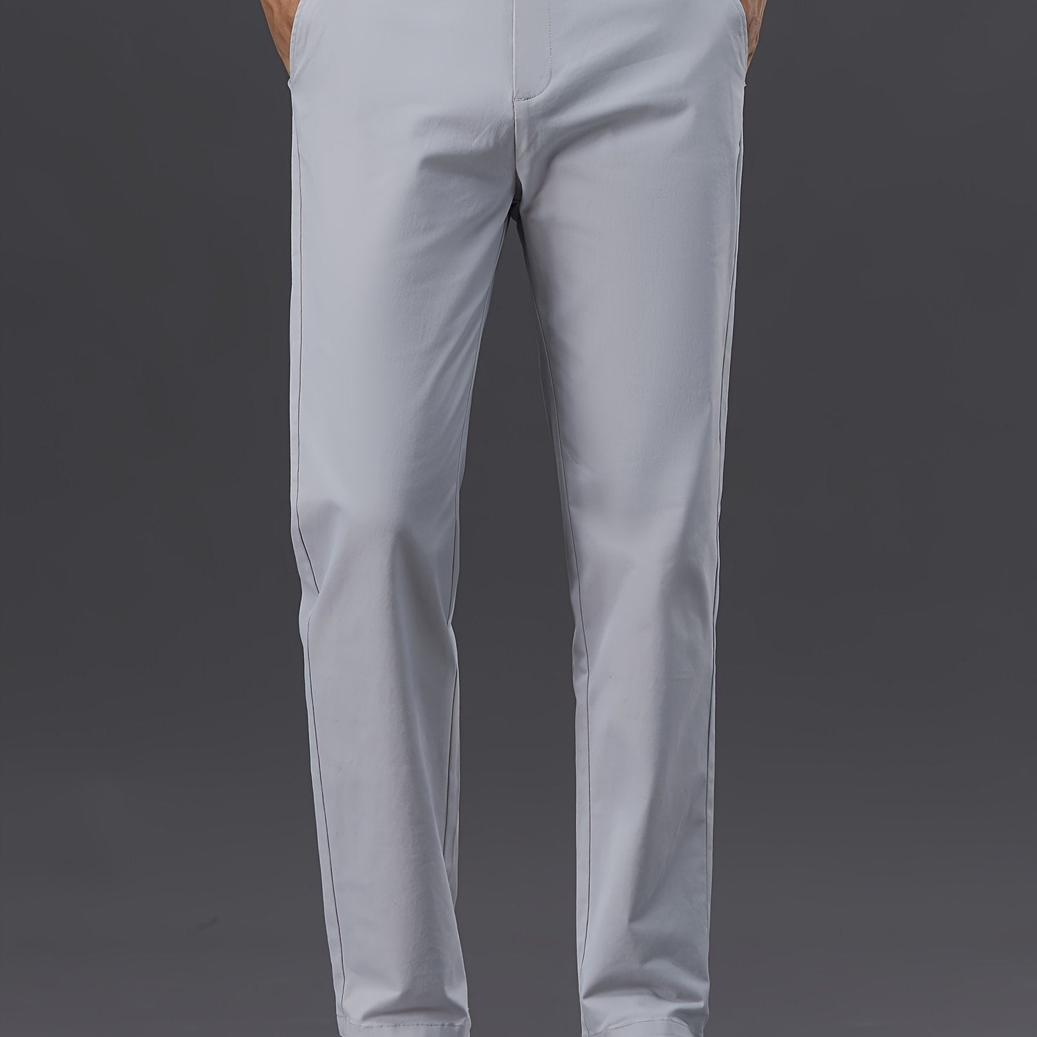 Pantalones de corte ajustado para hombre, mezcla de algodón, color sólido, microelástico, para negocios informales, de temporada completa