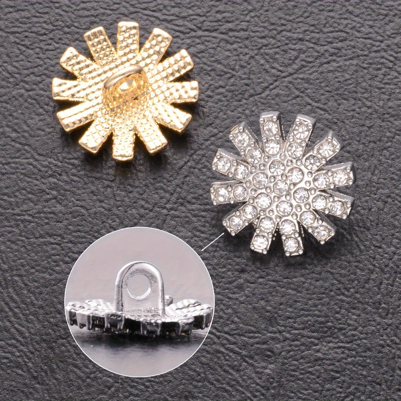 Set of 9 Elegant Alloy Rhinestone Buttons for Shirts, Sweaters, Blazers
