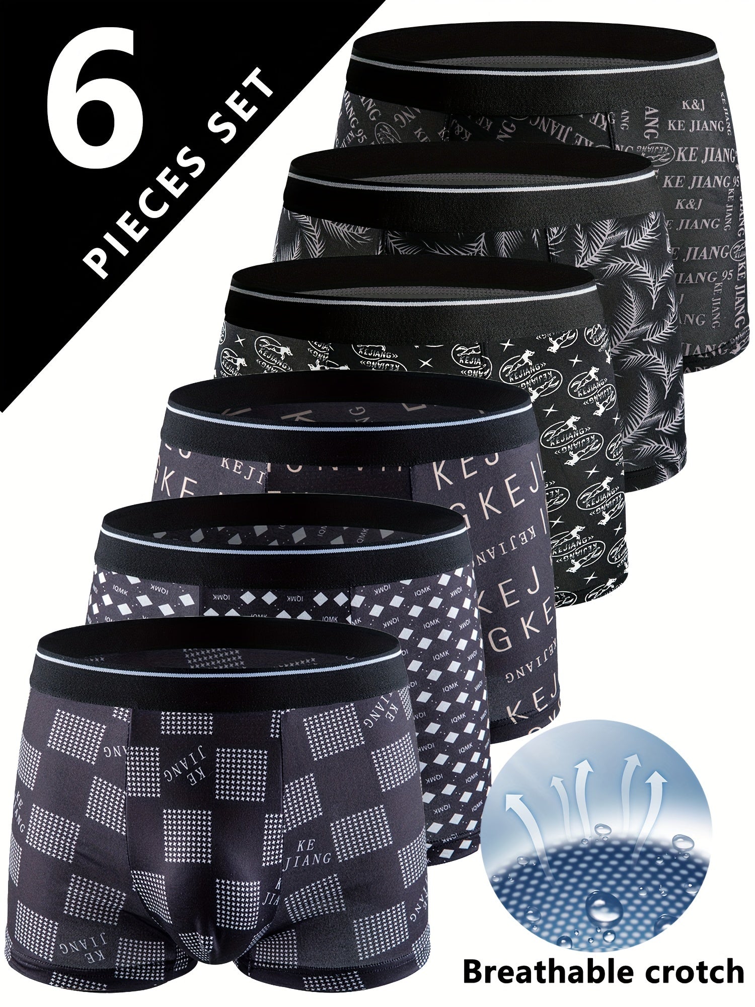 Men's Printed Cotton-Polyester Briefs Pack of 6 with Elastic Waistband Comfortable for Daily Wear