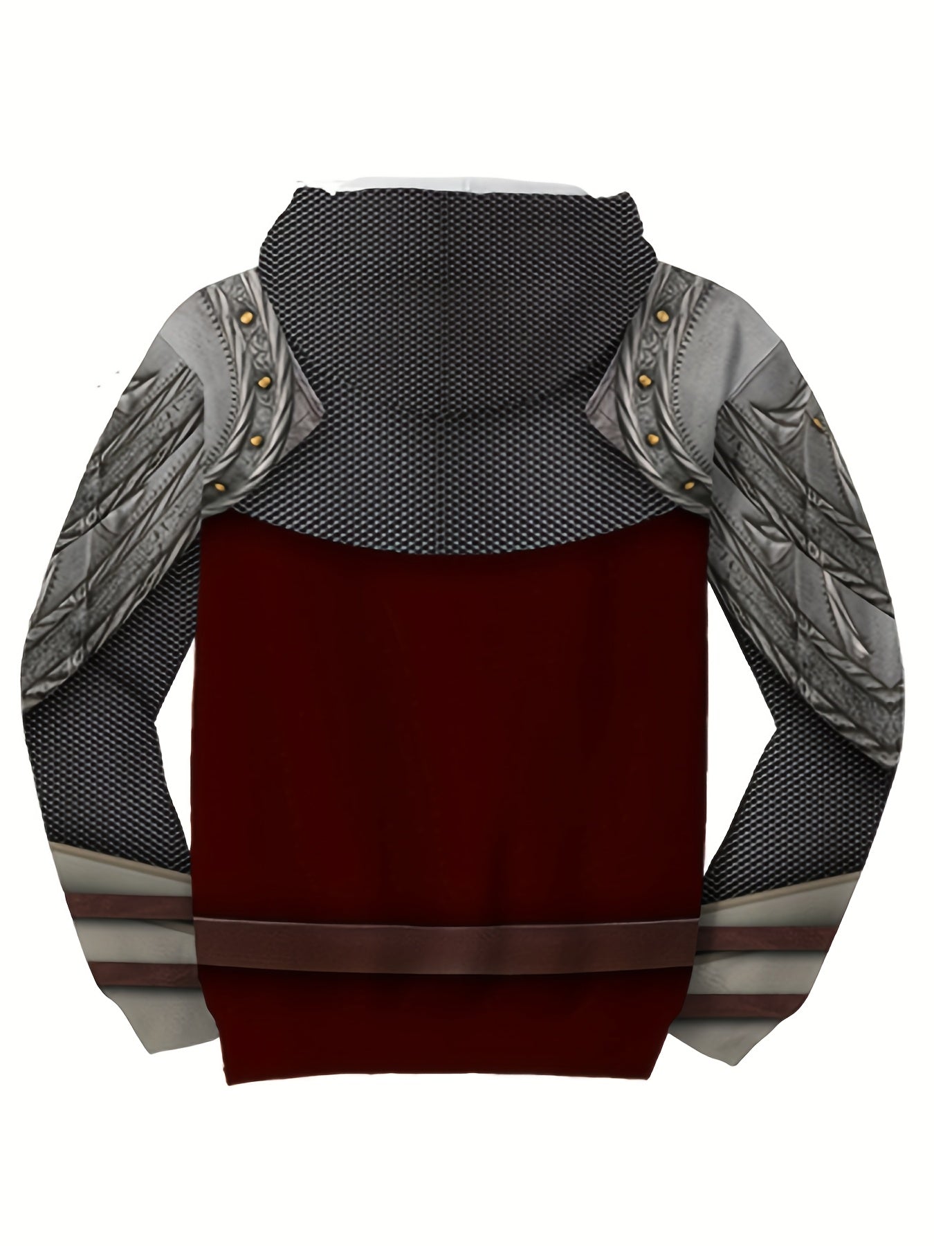 Men's Red Hoodie with Lion Shield Print Polyester Knit Casual Sports Fall Winter