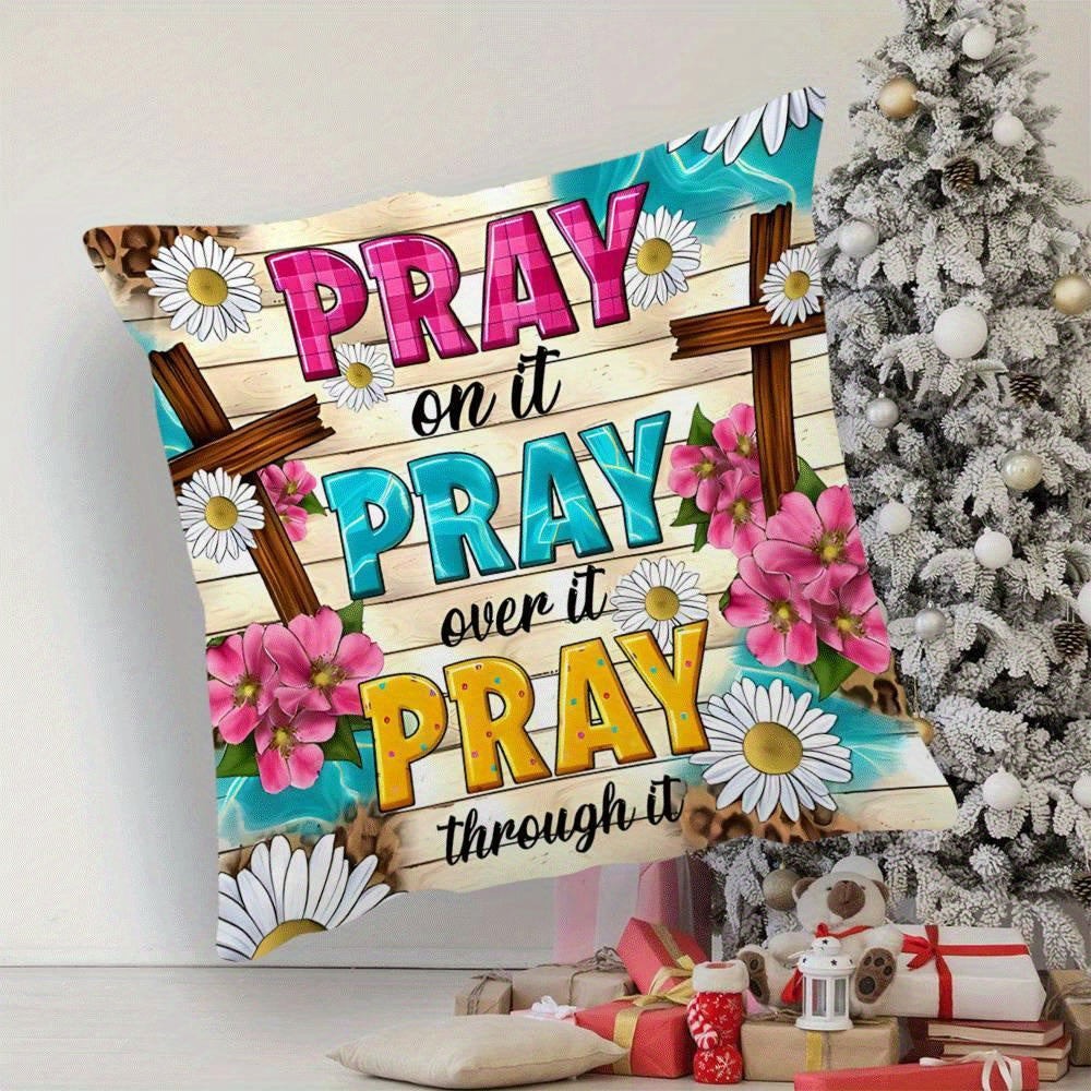 Bible Verse Pillowcase 18x18 Inch Square Home Decor Zipper Closure Pillow Core Not Included
