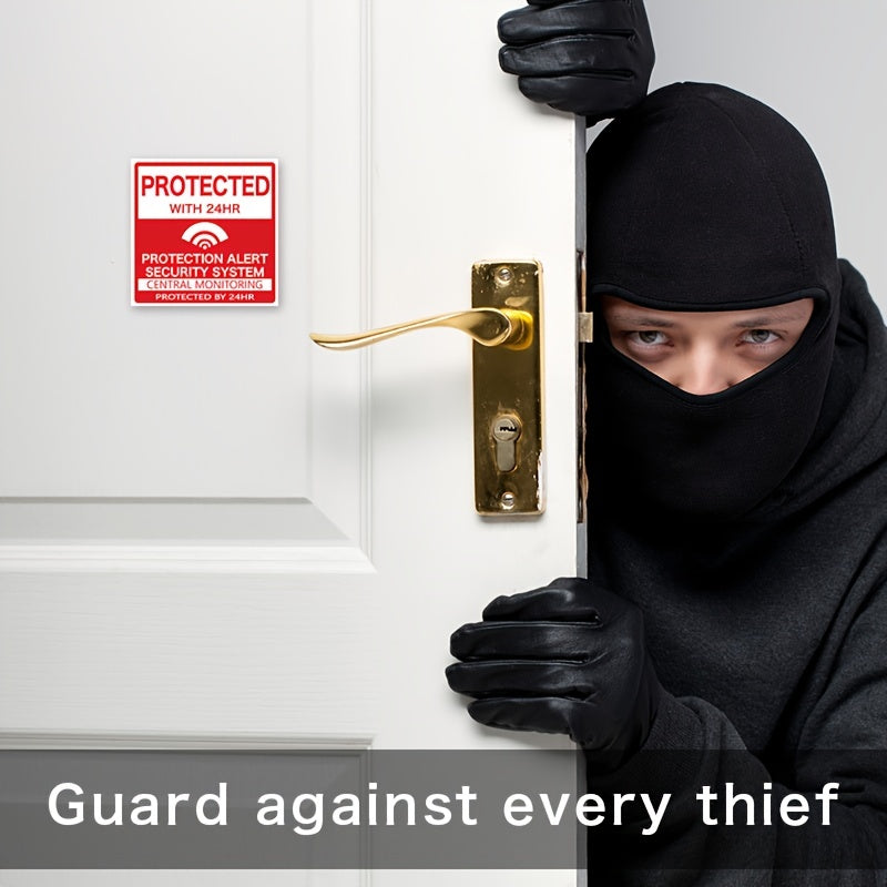 Set of 4 Home Security Alarm Stickers Matte Vinyl Decals for Windows and Doors