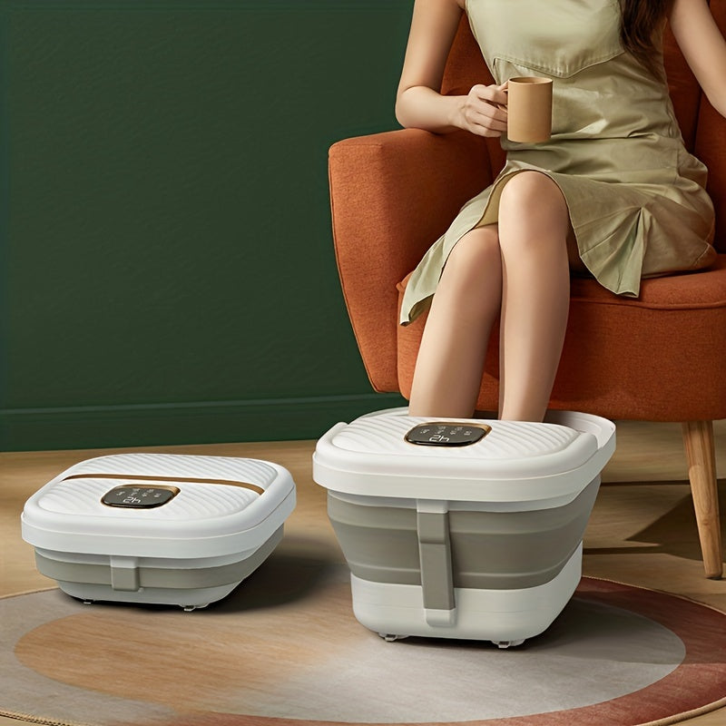 Portable Foldable Foot Spa with Heat Bubbles Vibration Red Light Acupressure