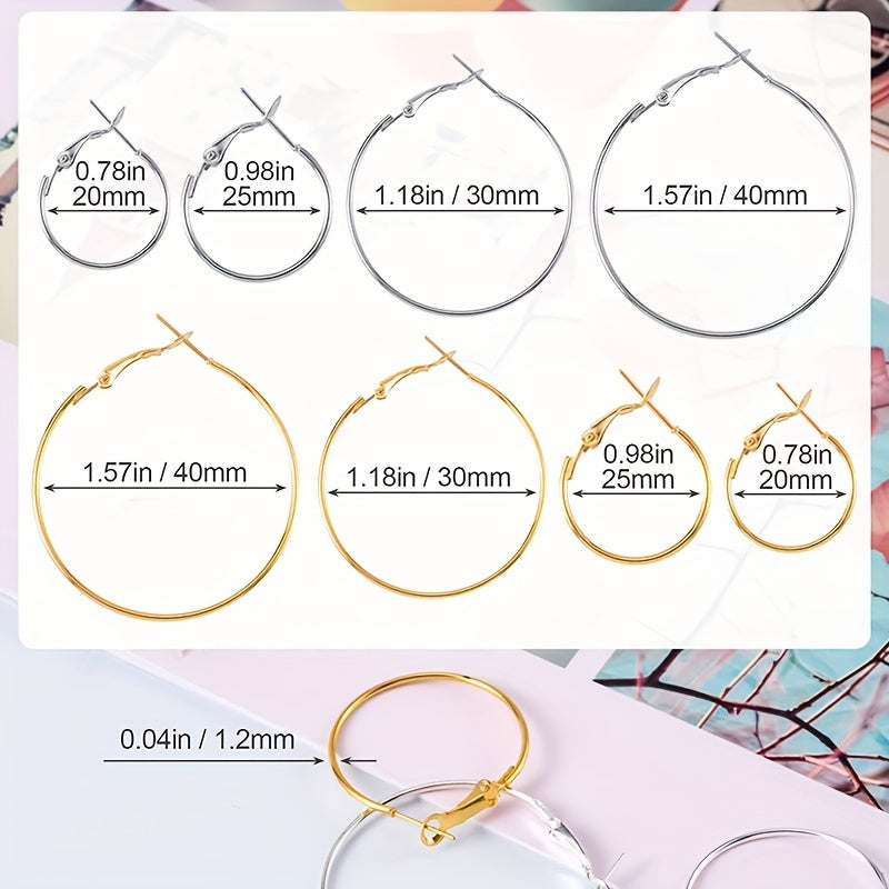 Set of Silver and Gold Plated Ferric Earring Hoops for DIY Jewelry Making