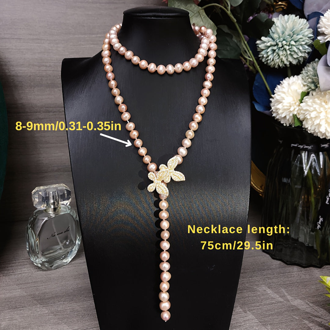 Freshwater Pearl Necklace for Women Multi-Layer Light Purple Elegant Jewelry for Parties and Gifts