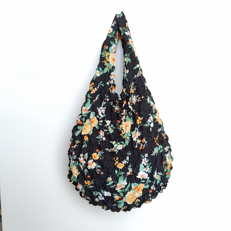 Gul naqshli qayta ishlatiladigan oziq-ovqat to'plami, cho'ziladigan sumka, xarid qilish uchun yelka sumkasi, qisqaradigan saqlash sumkasi, ayollar uchun mukammal sovg'a, xarid qilish va sayohat uchun ideal, ajoyib oshxona tashkilotchisi va aksessuar.