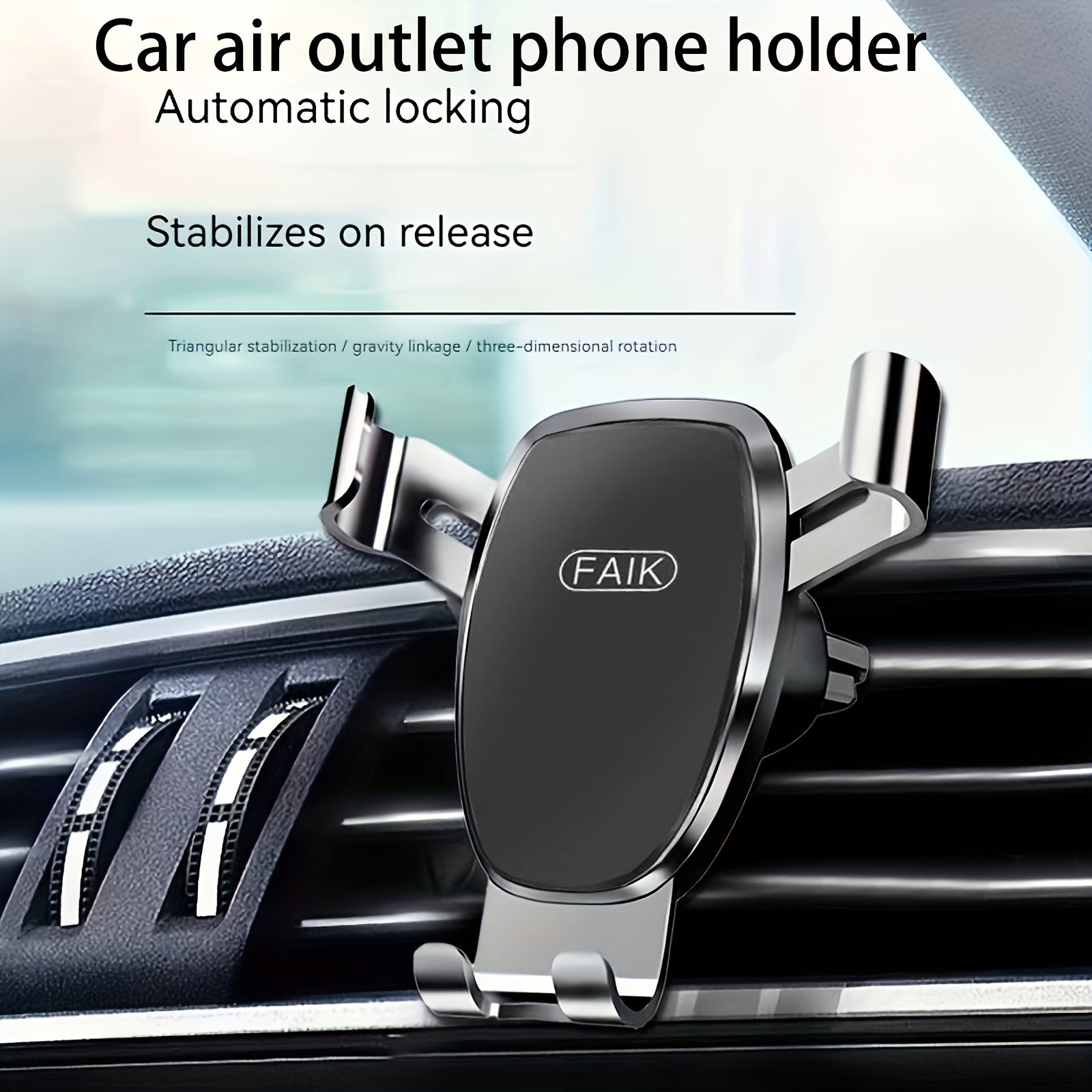 Soporte de teléfono para ventilación de coche universal, resistente, de ABS, con gravedad, para tablero, color negro mate
